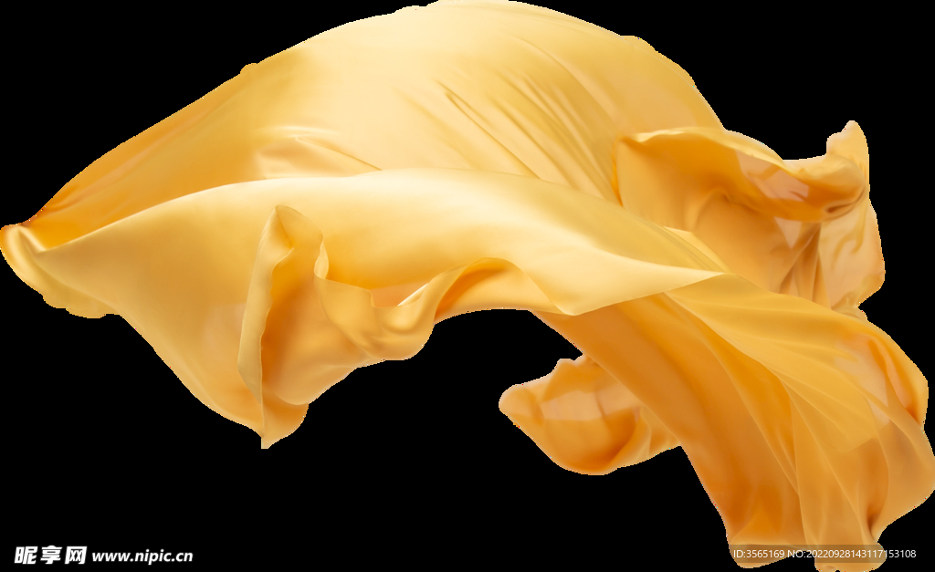 免扣金色绸缎飘带透明PNG素材