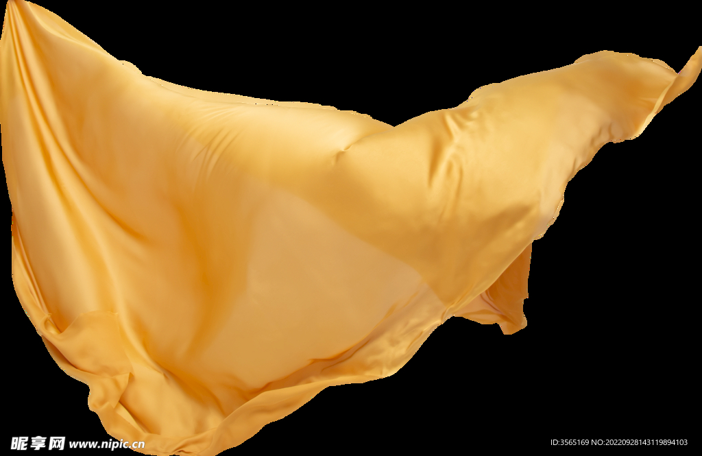 免扣金色绸缎飘带透明PNG素材