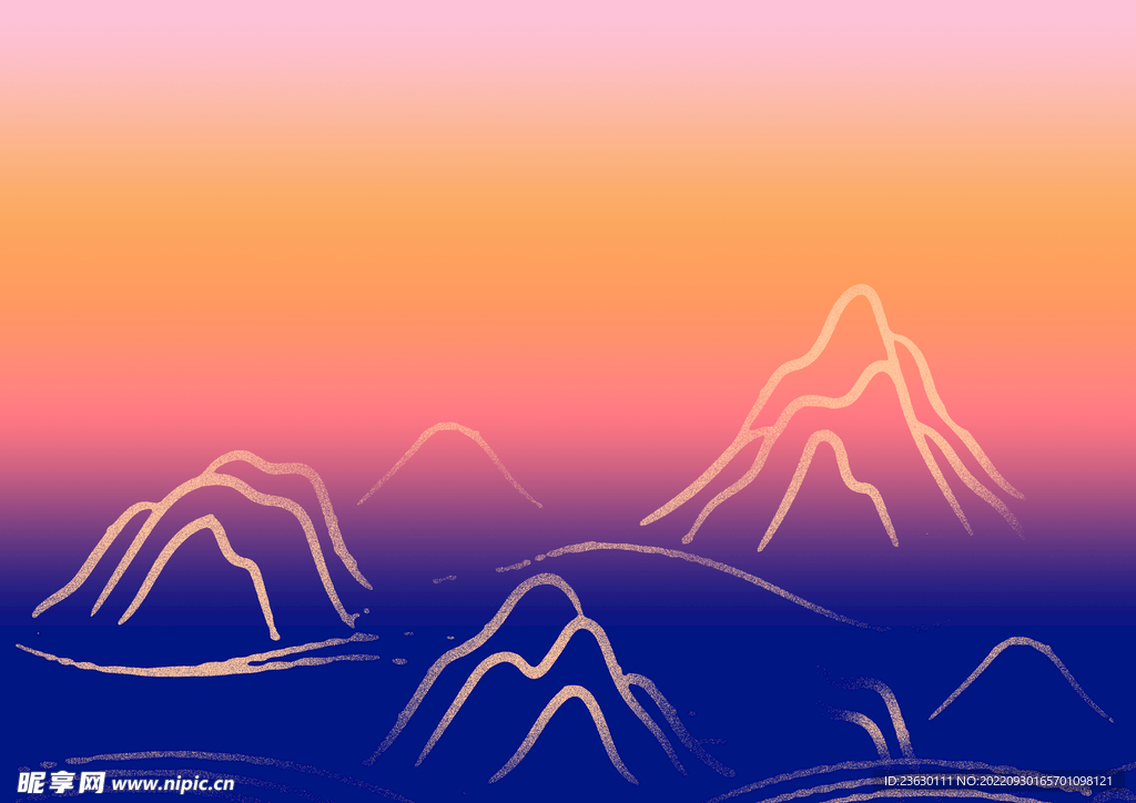 落日远山