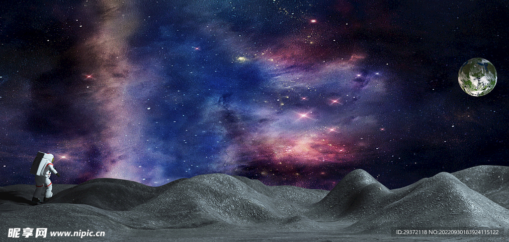 科幻C4D航天员太空宇宙星空