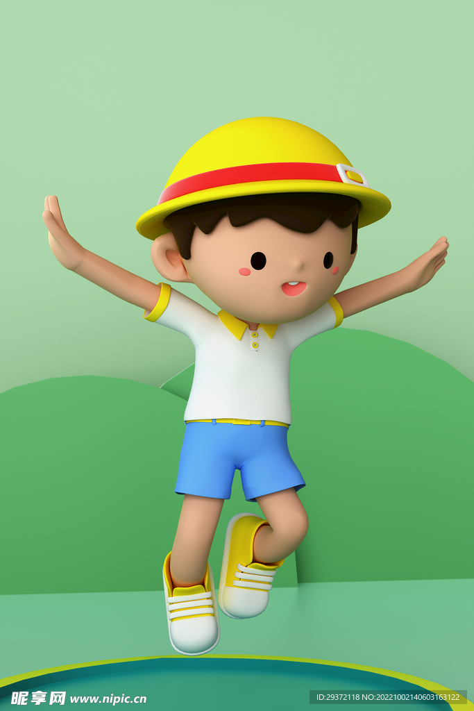 夏季踏青3D学生小清新