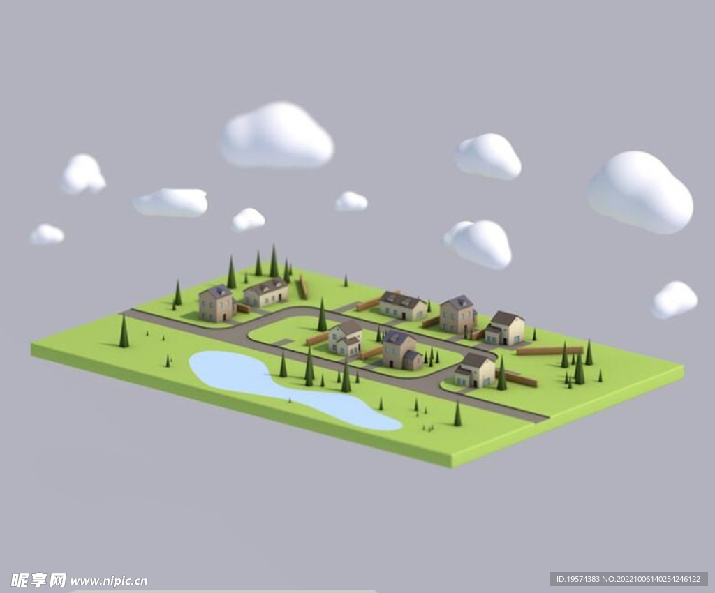 C4D模型卡通房屋