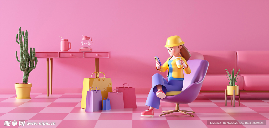 卡通人物立体空间c4d
