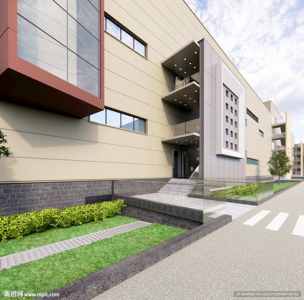 室外楼梯间园林效果图