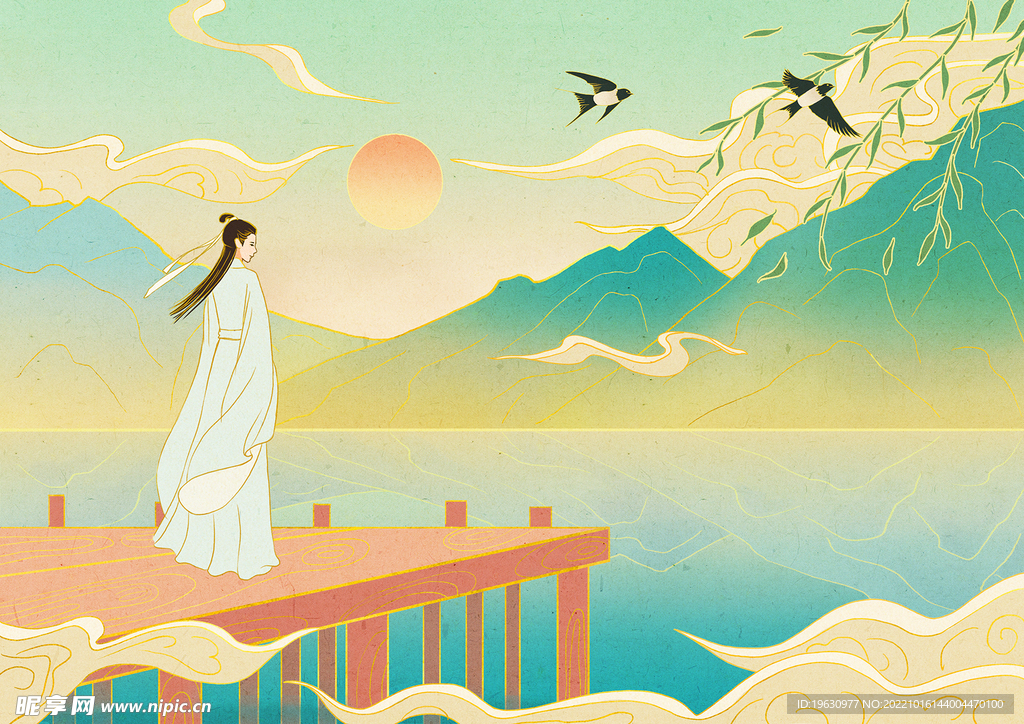 国潮风景插画