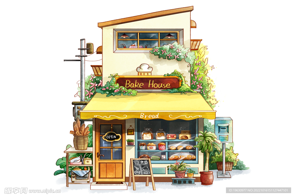 水彩烘焙店