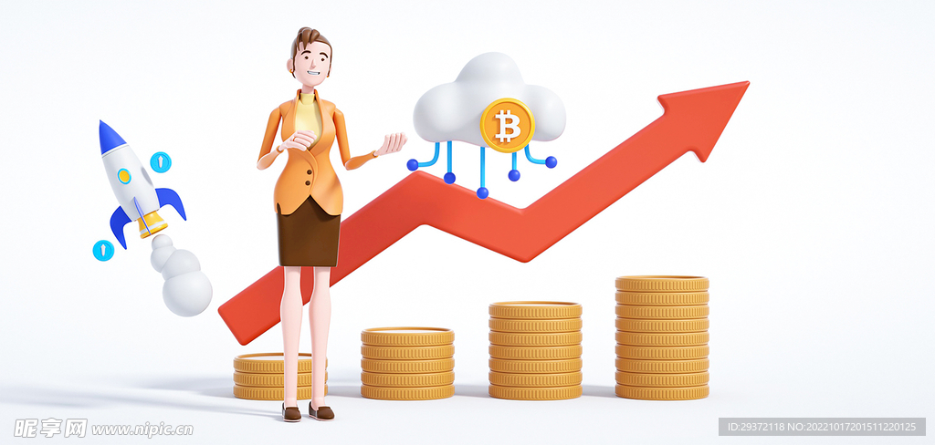 商务c4d金融人物白色场景