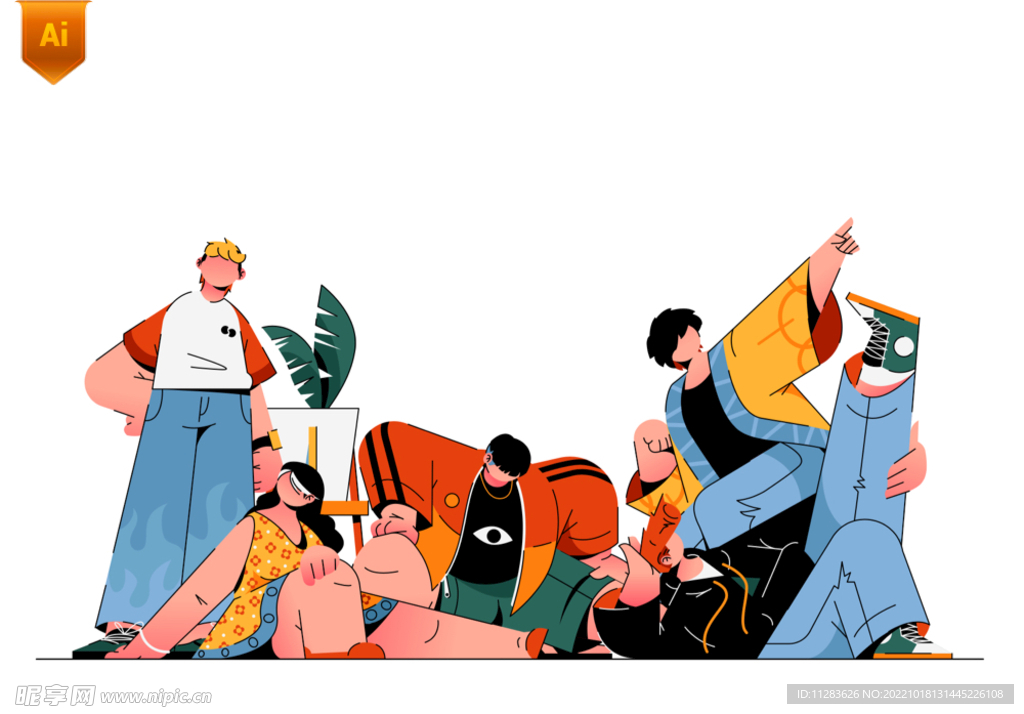 潮流青年人物插画