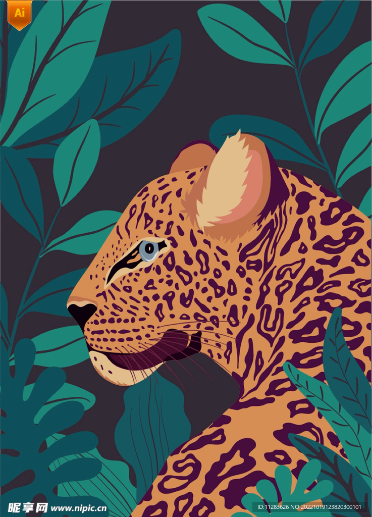 丛林猎豹插画海报