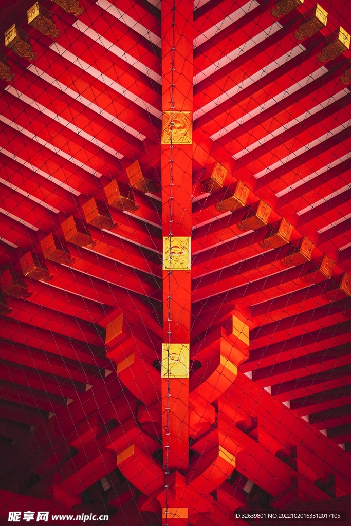 红色中式榫卯背景