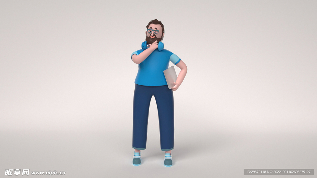 卡通风格商务休闲人物主题C4D