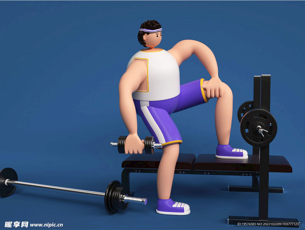 C4D模型青年健身
