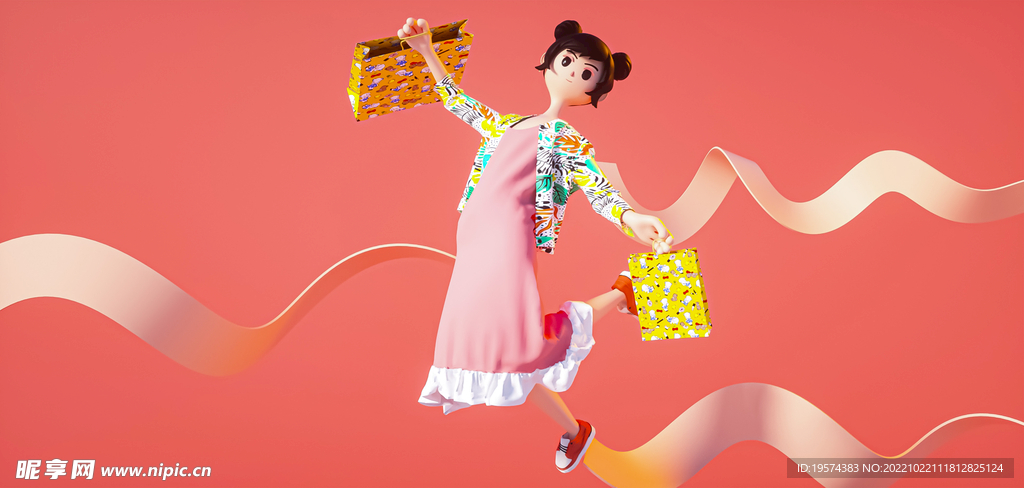 C4D模型古代小女孩