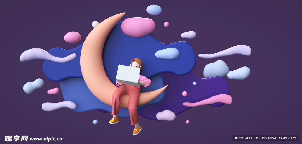 C4D模型 熬夜玩电脑
