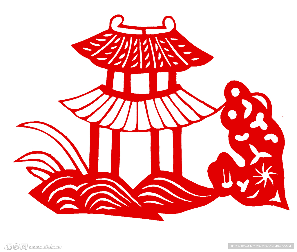 亭子 窗花 剪纸