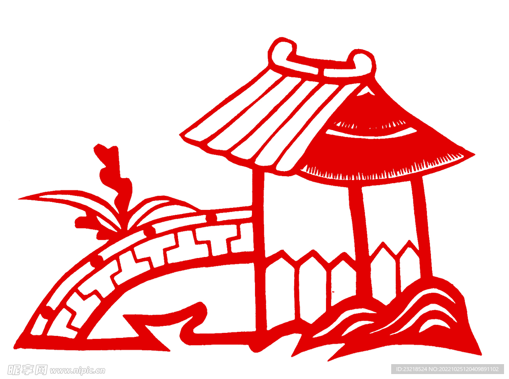 亭子 窗花 剪纸