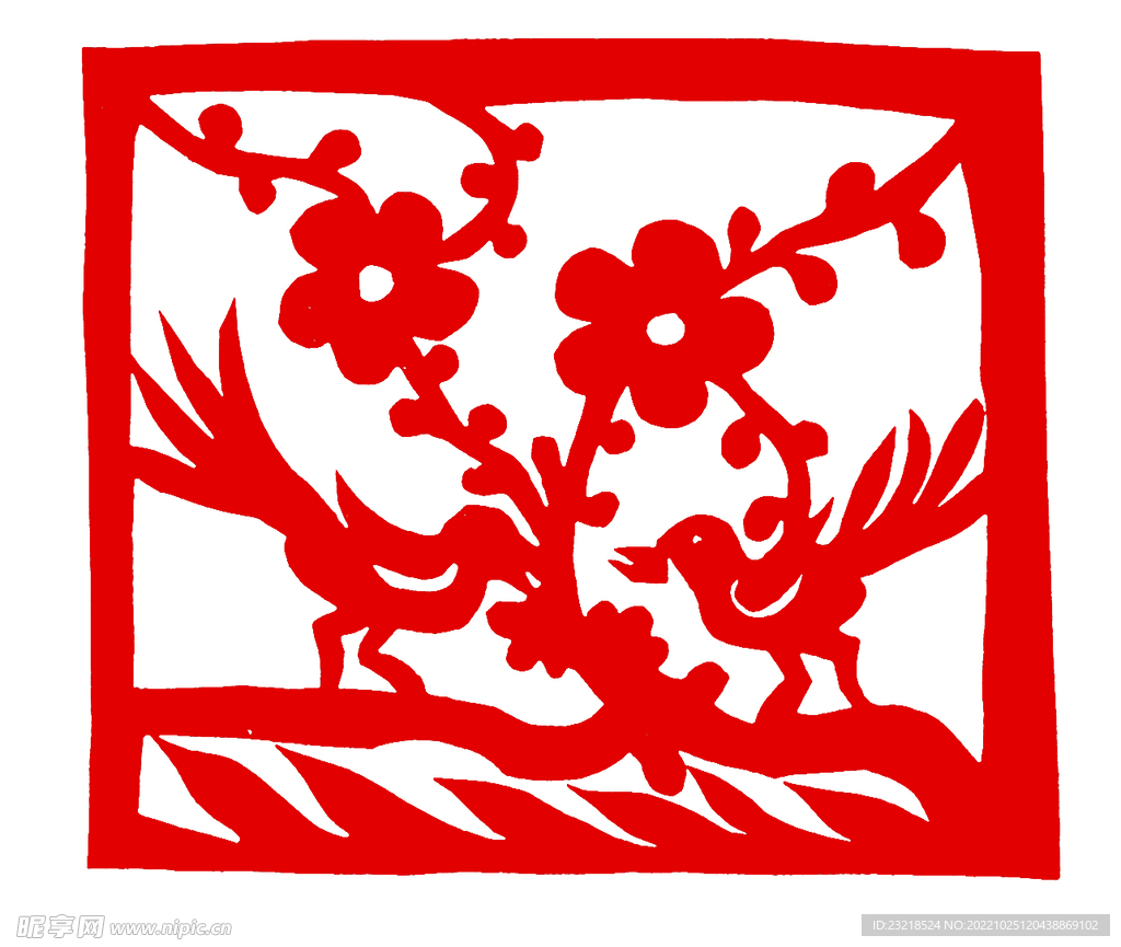 梅花 小鸟 窗花