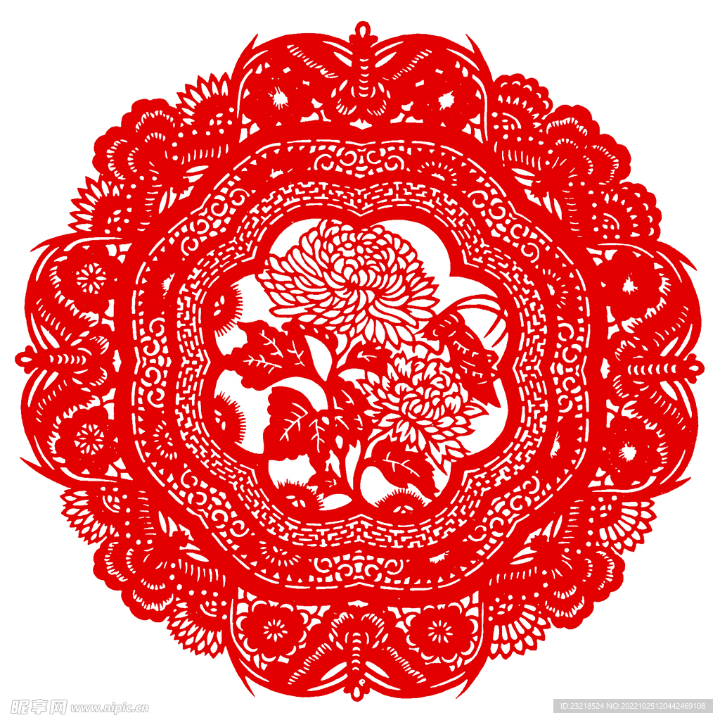 牡丹花 窗花 剪纸