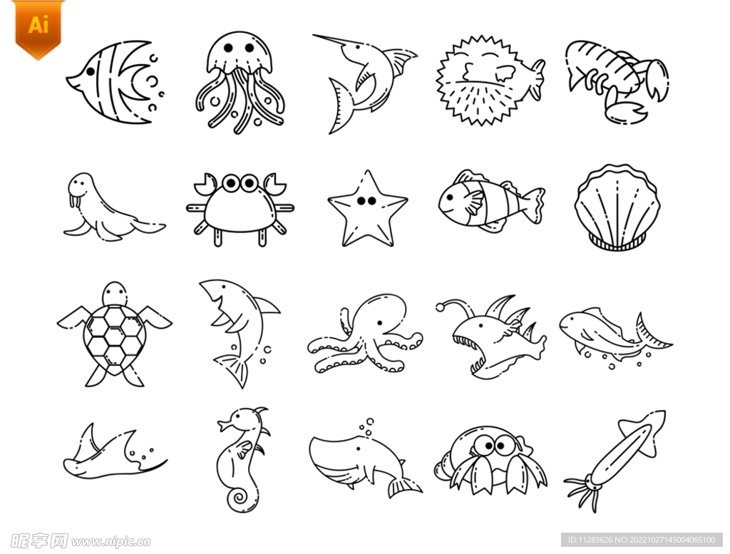 海洋动物简笔画