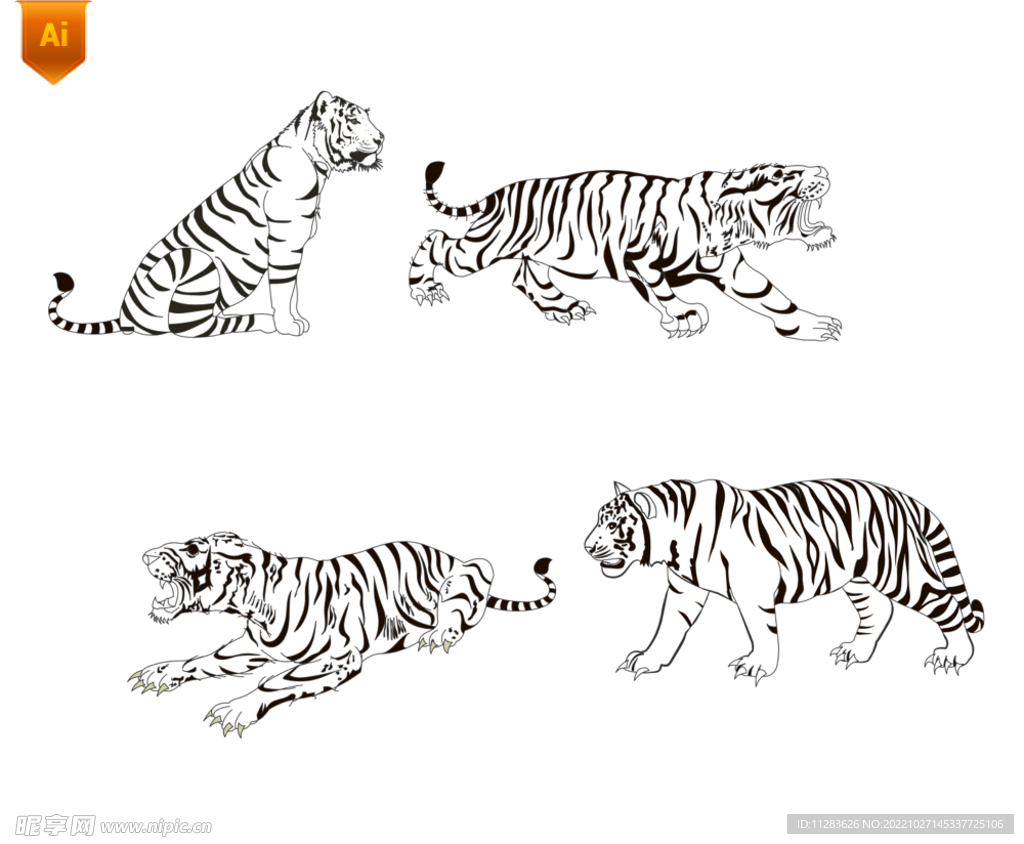 线描老虎