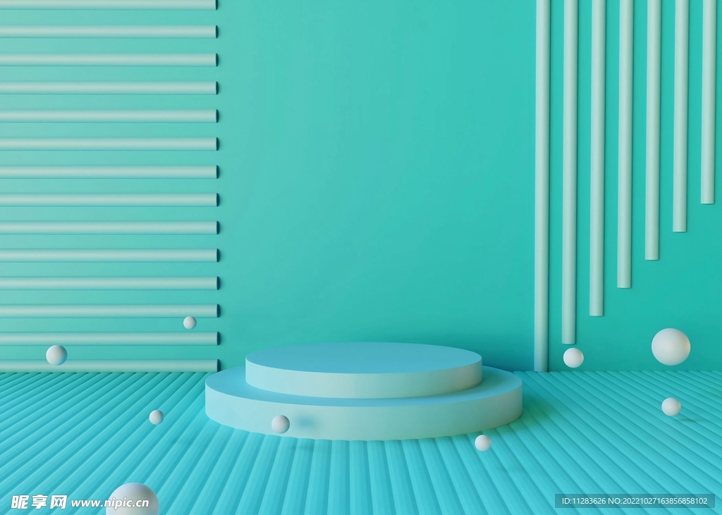 绿色C4D电商展台