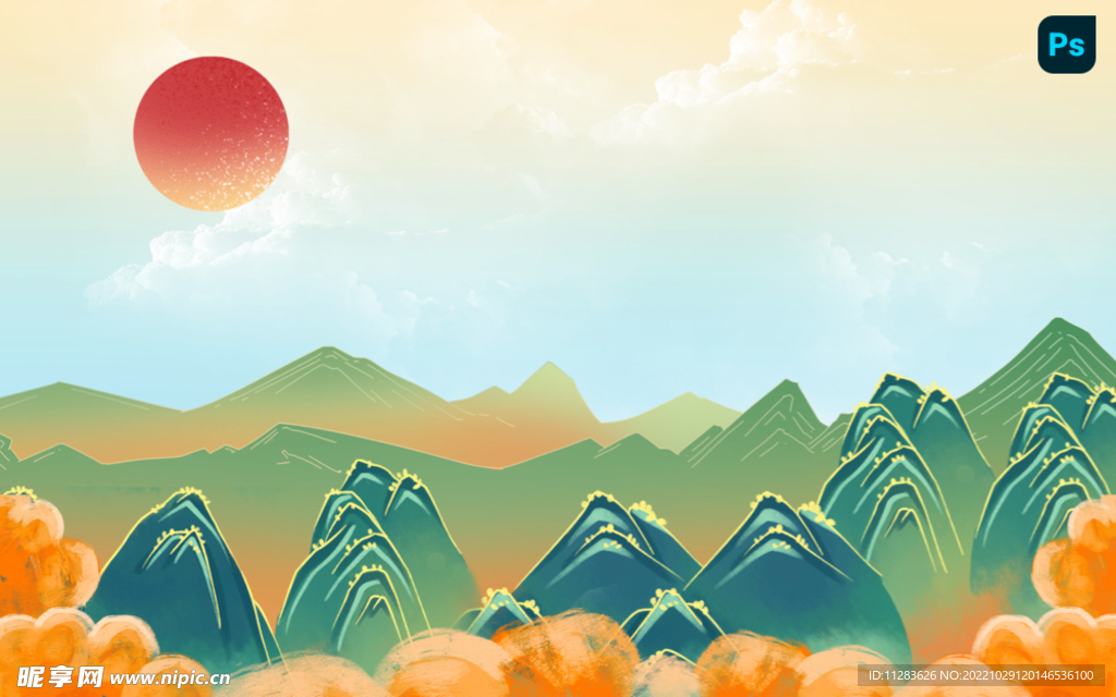 国潮假山背景