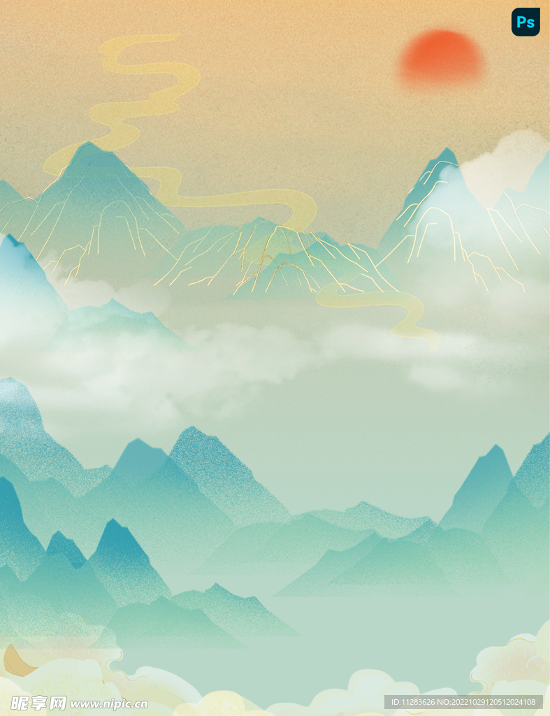 国潮水墨背景