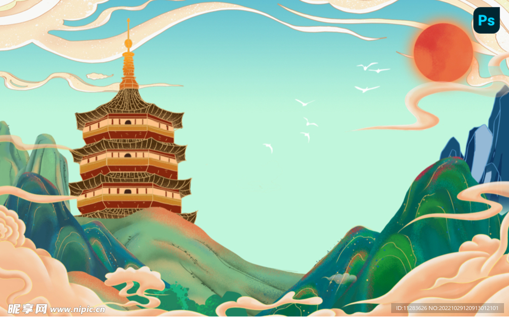 国潮元素背景