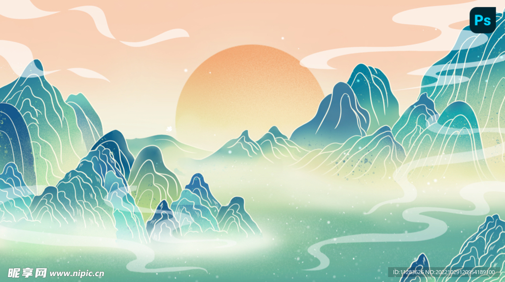 手绘国潮元素背景