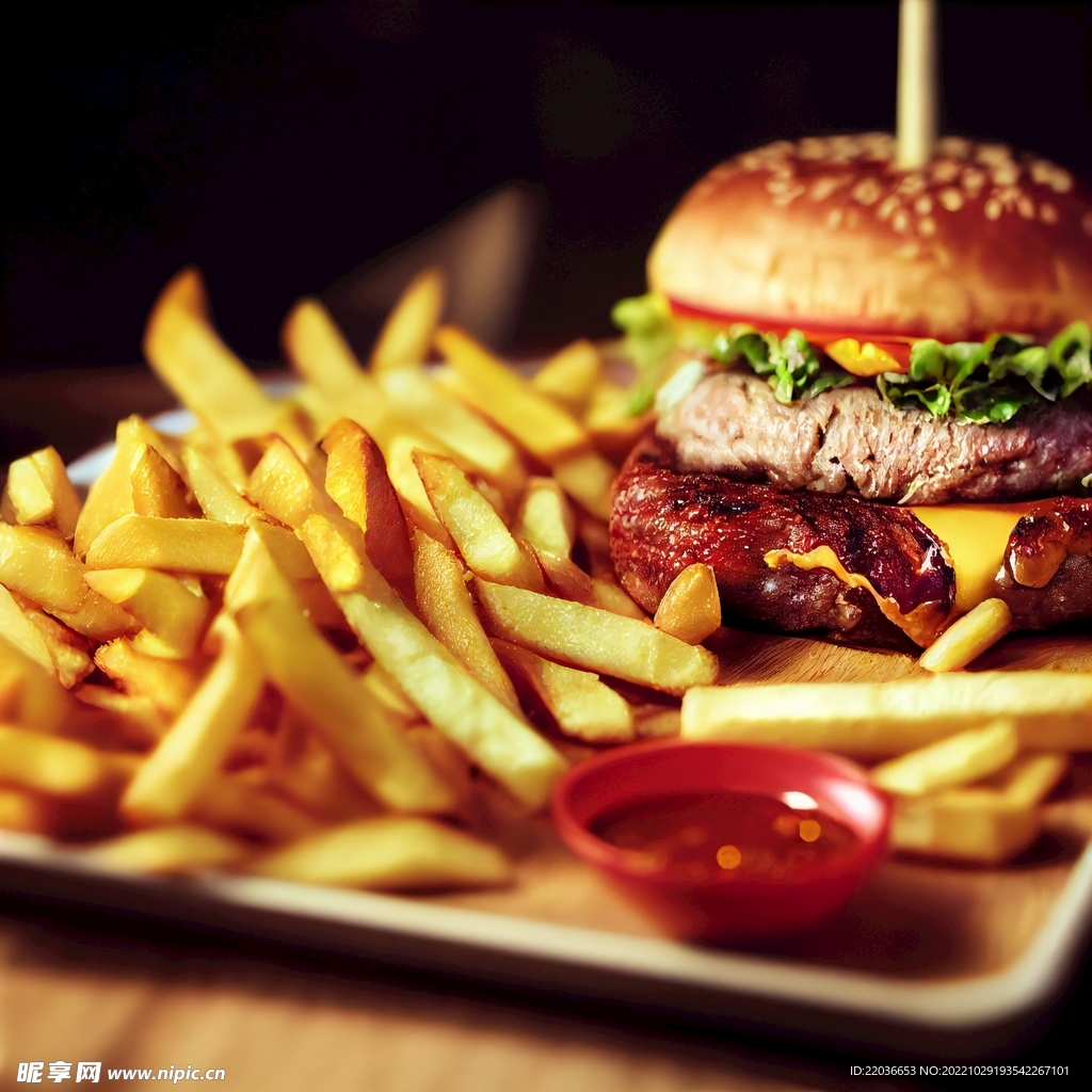 双肉饼汉堡炸薯条