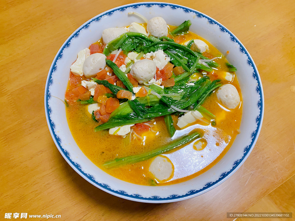 青菜丸子豆腐汤