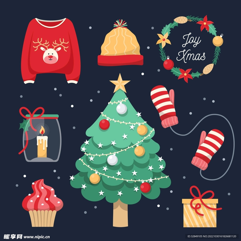 手绘卡通圣诞节元素