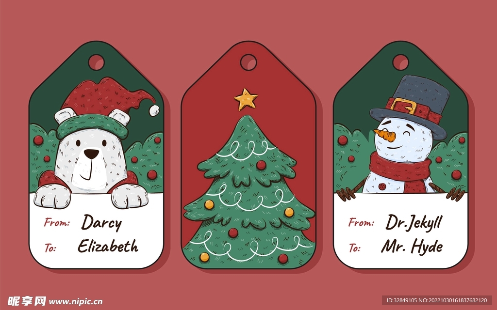 圣诞节卡片书签