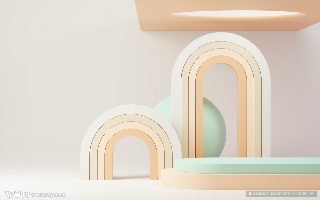 立体清新C4D商品展台