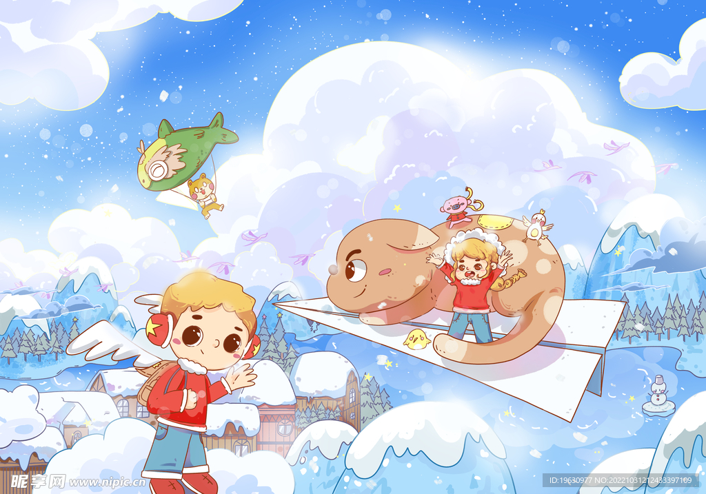 大雪纷飞乡春