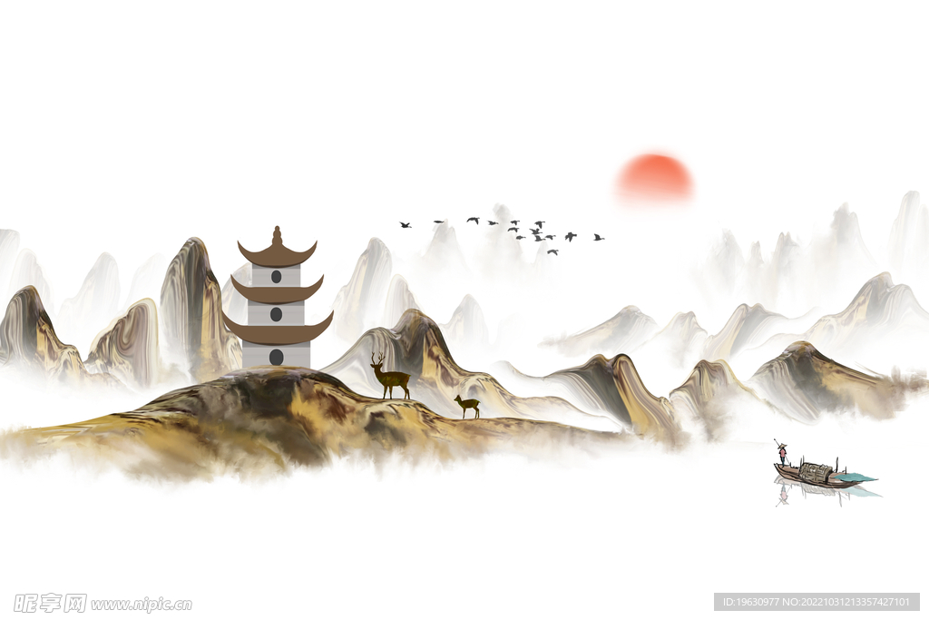 中国风山水画