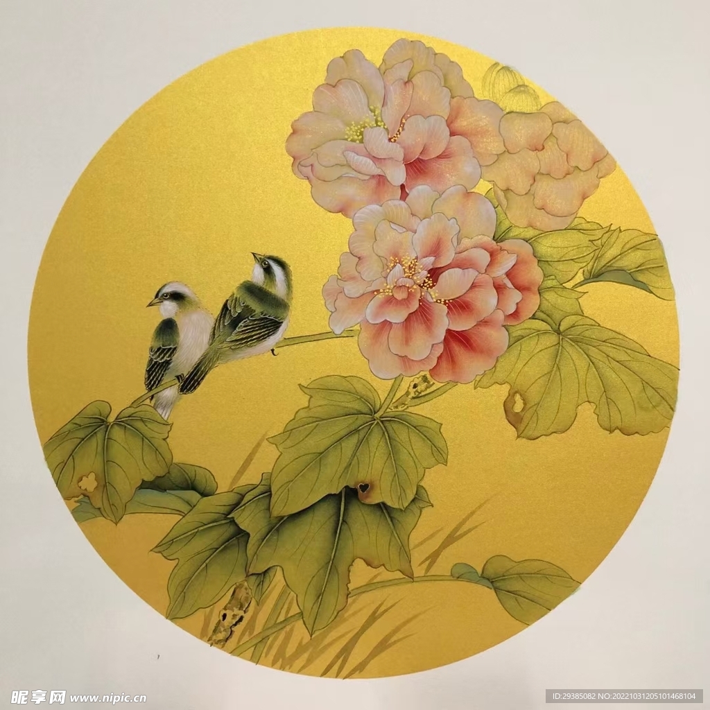 花鸟斗方