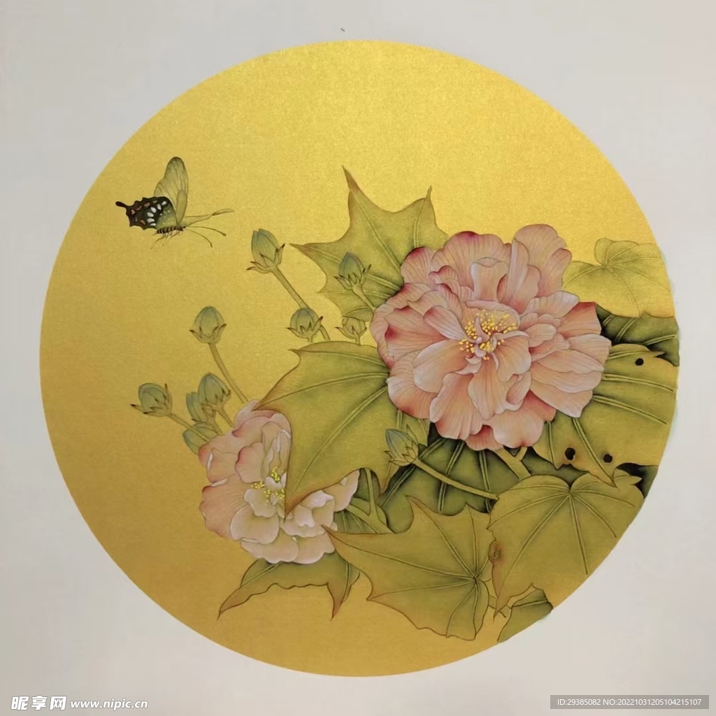 花鸟斗方