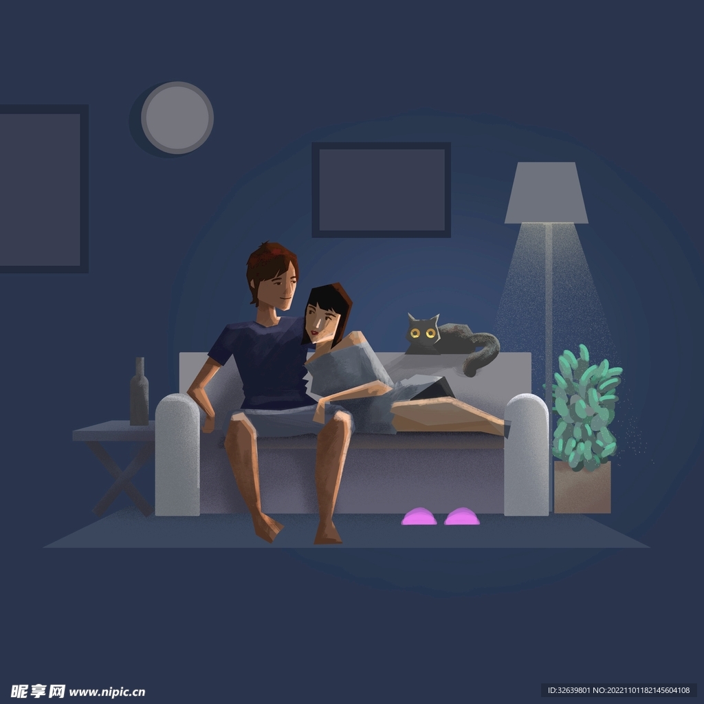 沙发上的情侣