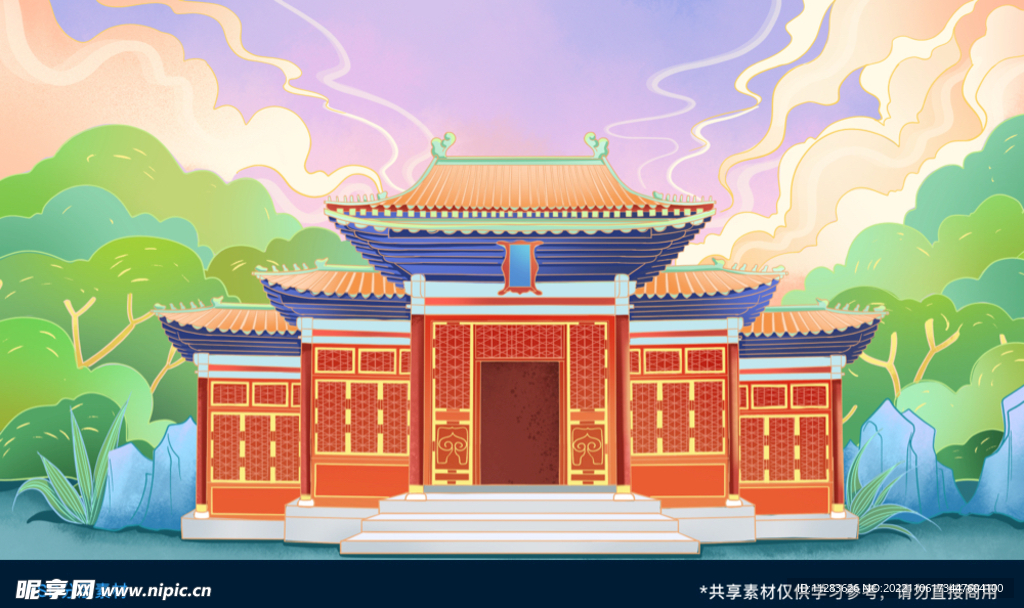 国潮建筑素材