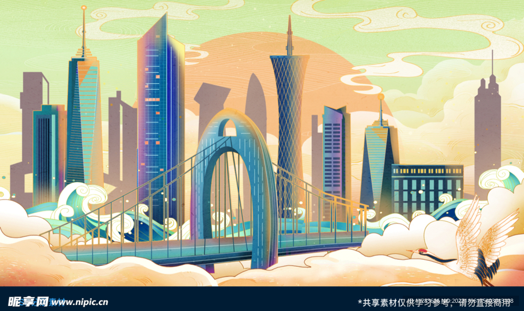 中国风建筑插画