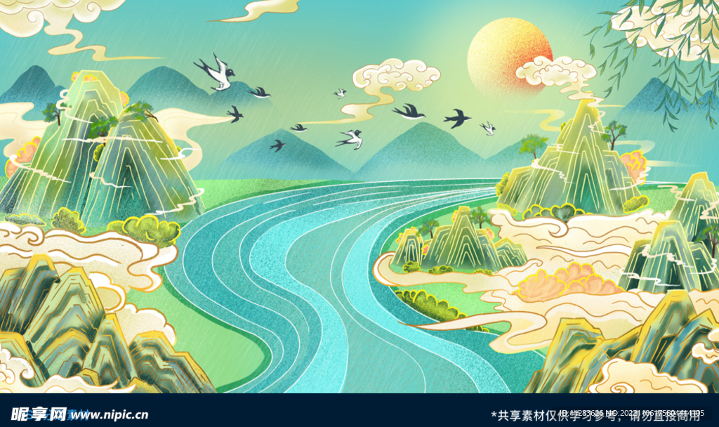 中国风山水背景