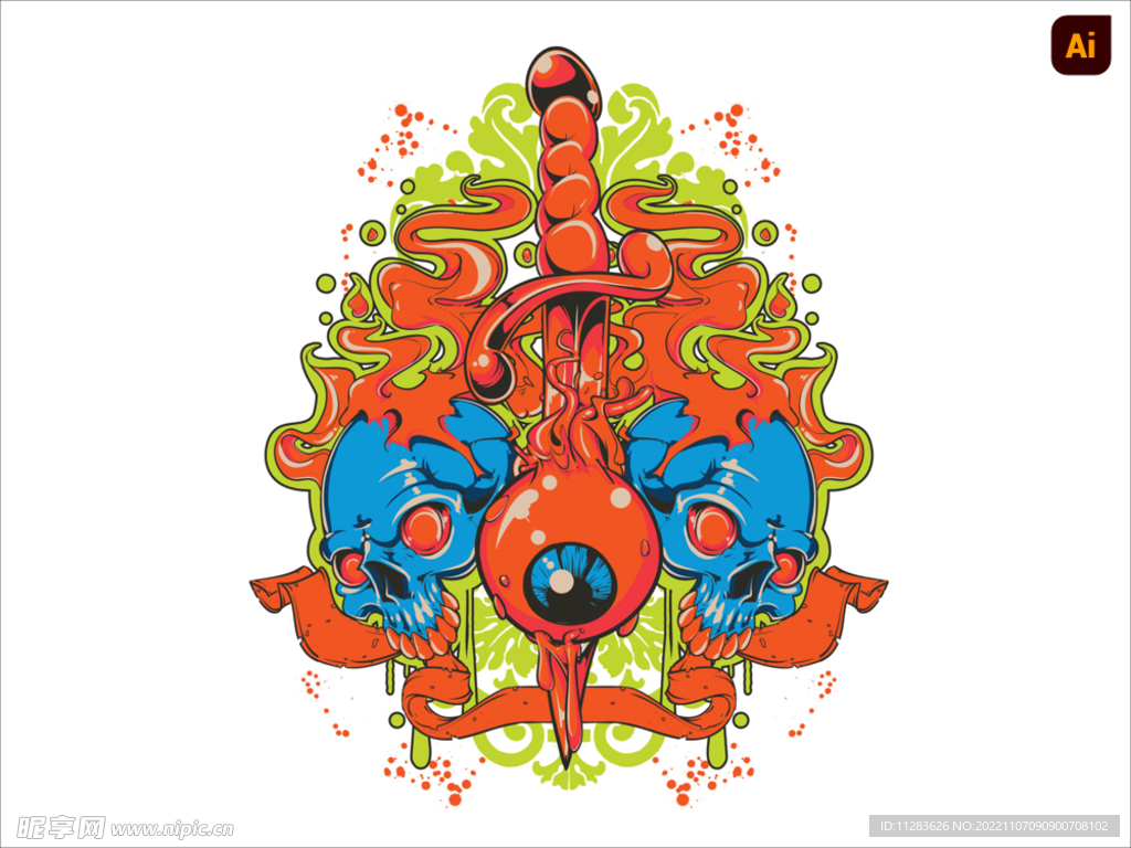 哥特潮流涂鸦图案