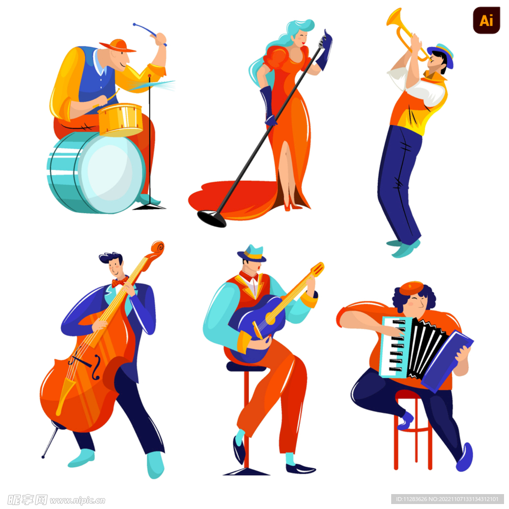 音乐家演奏家人物插画