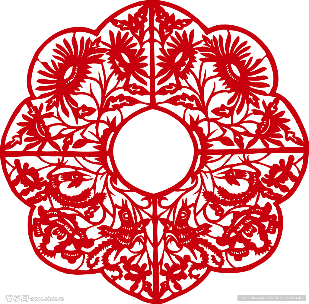 矢量花纹 窗花