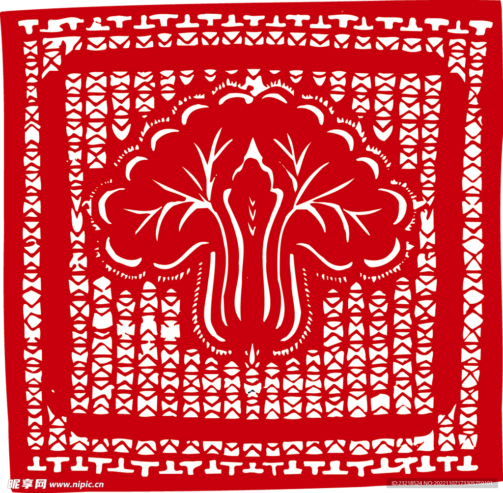 矢量白菜 窗花 剪纸