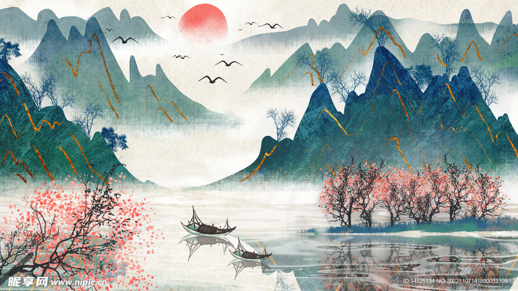 中国风山水背景