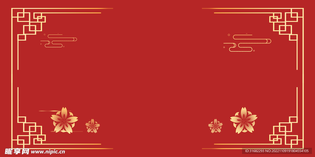  红色中国风樱花花瓣古风背景