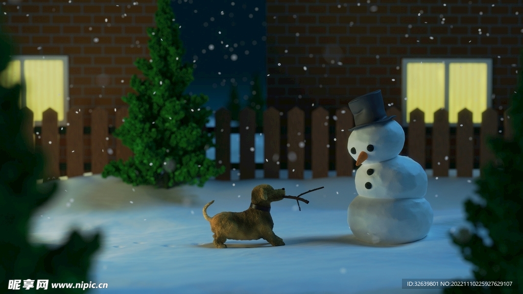 雪人与小狗
