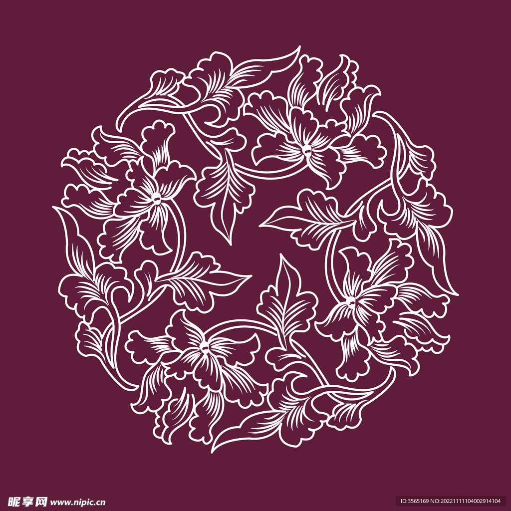 传统螺旋花纹图案线稿矢量素材